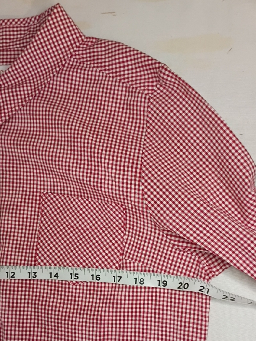 Red Gingham Button-Front Shirt Dress By D&Co - Picture 7 of 8